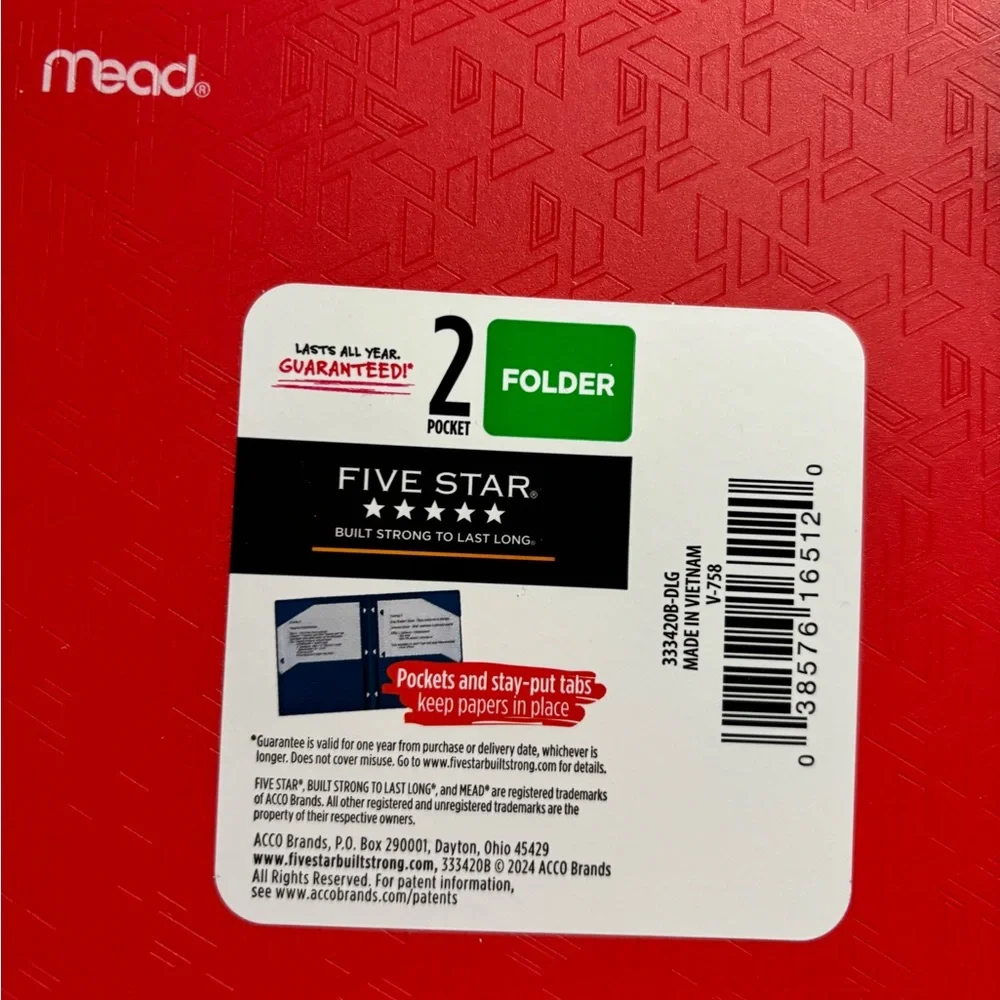 Five Star College Ruled 1 Subject Notebooks Set of 2 & 1 Five Star Folder‎ New